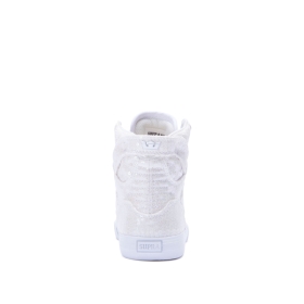 Supra Kids SKYTOP High Top Shoes White Sequin/White | US-61611